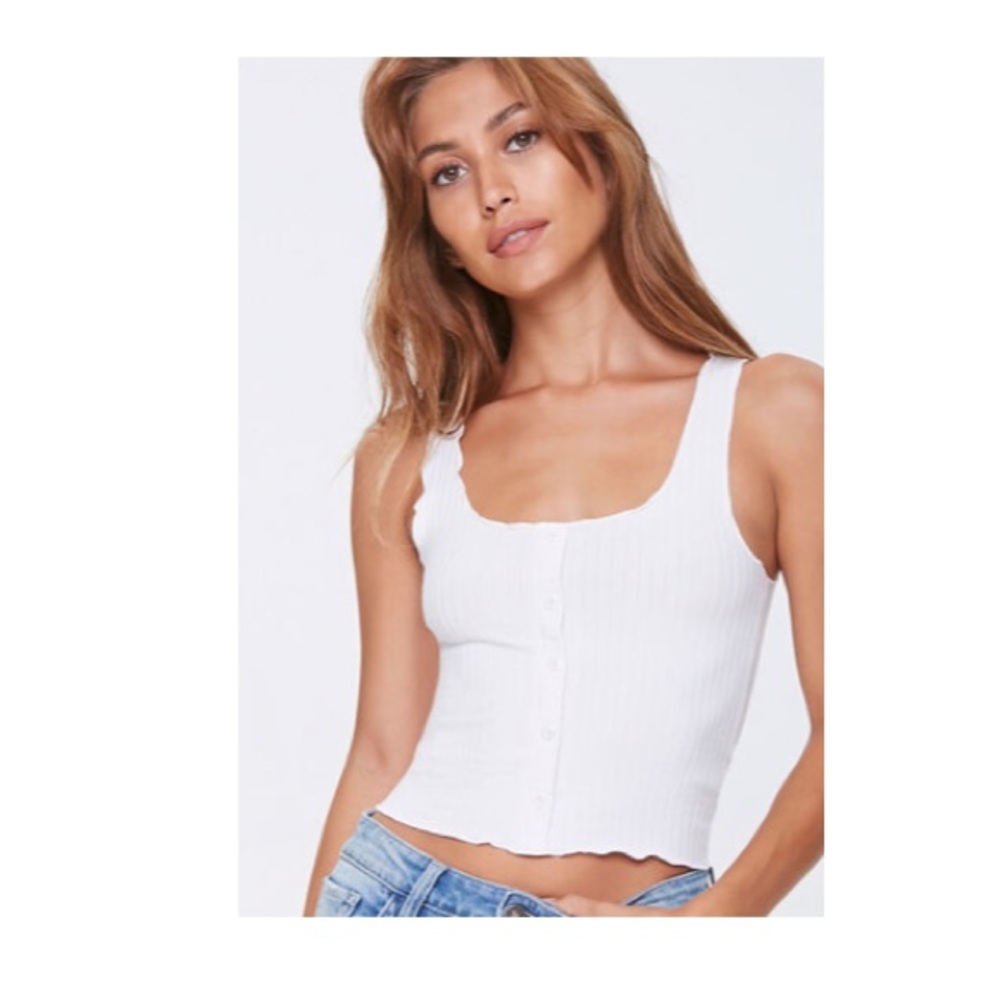 Ribbed button front tank